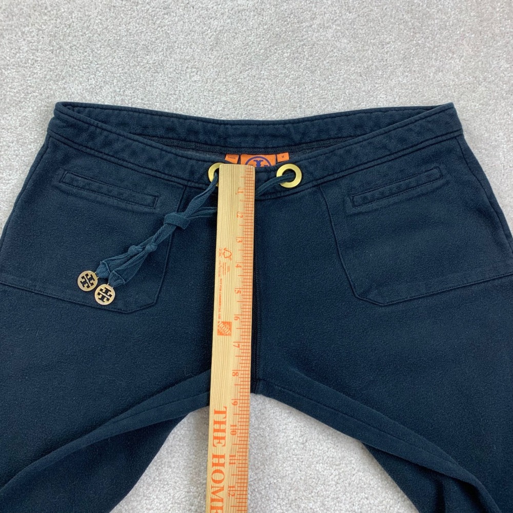 Tory Burch Black Wide-Leg Track Pants with Gold Accent - Picture 14 of 16